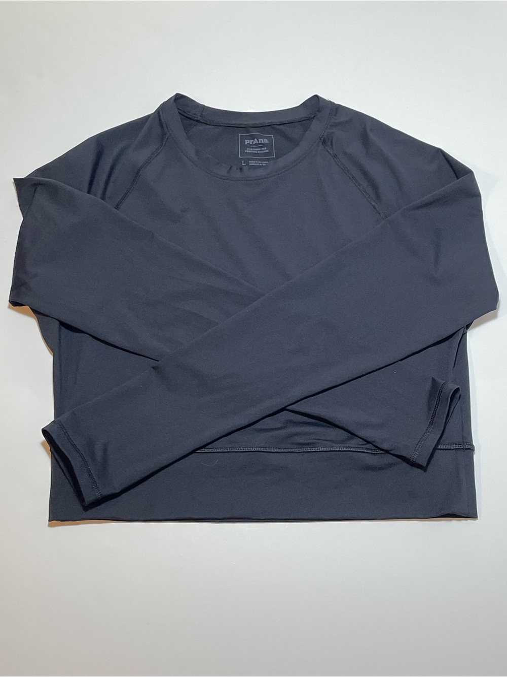 Prana Long-Sleeve Cropped Rashguard Sun Shirt Black UV Protection